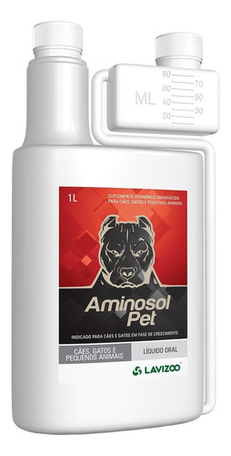 Aminosol Pitbull Pet 1l Lavizoo Suplemento Para Cães.