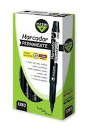 Marcador Pizzini 1263 Permanente Punta Redonda 1mm Caja X10 Color Rojo