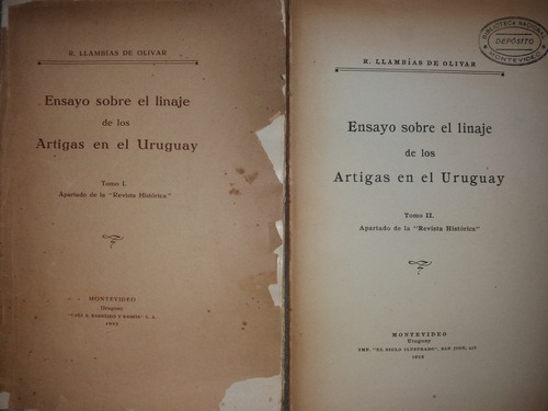 Ensayo Sobre El Linaje Artigas En Uruguay Olivar 1925 2 T