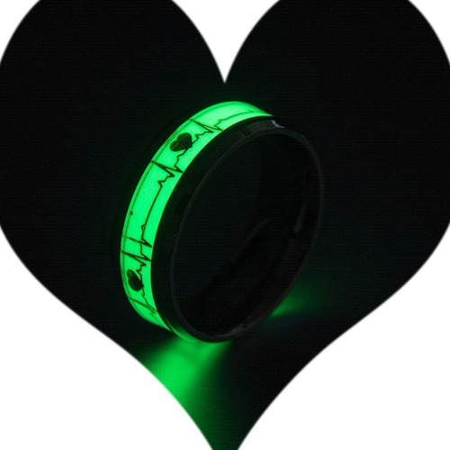 Anillo Acero Inoxidable Luminoso Brilla Oscuridad Amor Novio