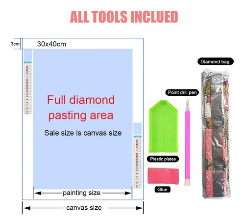 A Kit Pintura Diamante 5d Diy 30x40 Pendientes Perlas Niña