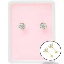 Aretes para Mujer o Niñas en Oro Real 14K Con Piedras De Circonita Rojo Y  Rosa.