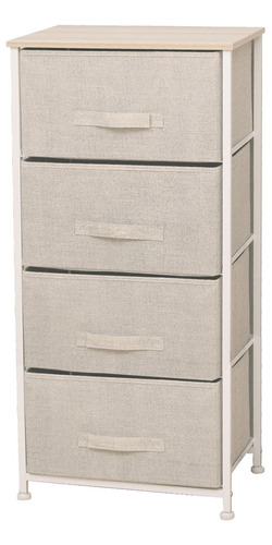 Mueble 4 Cestos Tela Estructura Acero Beige. 45x30x95cm