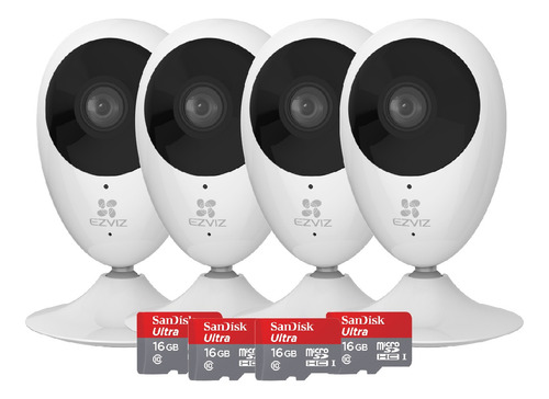 Kit X4 Camara Seguridad Wifi 1080p Ezviz + 4 Memorias 16gb