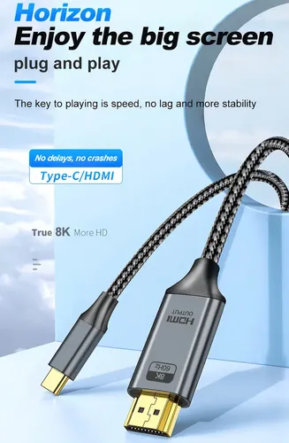 Adaptador Ezerox Cable USB-C a HDMI 2.1 8K 60Hz 2m Nylon Trenzado