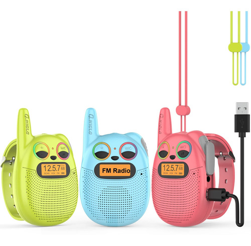 Walkie Talkies Para Niños Paquete De 3 Recargables, Walkie