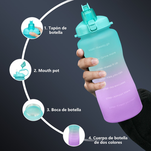 Imagen 4 de 7 de Botella Para Agua Deportiva Medio Galón Multicolor