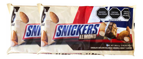 Chocolate Snickers Leche Caramelo Almendra 12 Pz 43,40g C/u