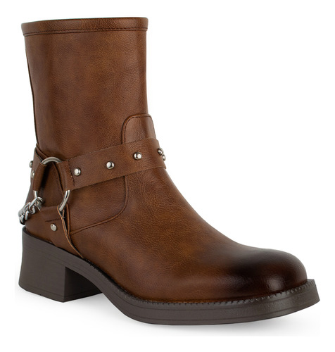 Bota Casual Herrajes Piso Comodo Moda Para Mujer Botines