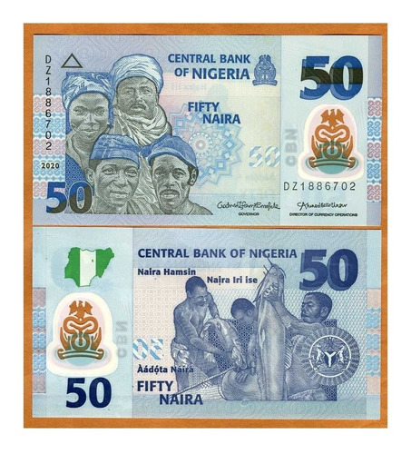 Billete De Nigeria, 50 Naira, Polímero, Unc. 2020.  Jp