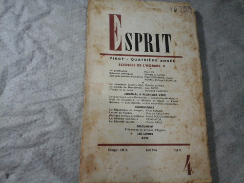 Esprit Sciences De L'homme  Nº 237 De 1956