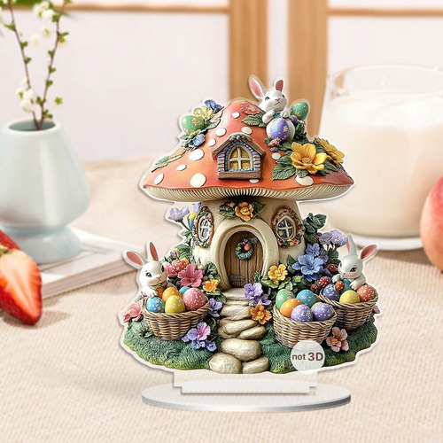 Cabaña De Conejo De Pascua Con Adorno En Forma De U 2d Para