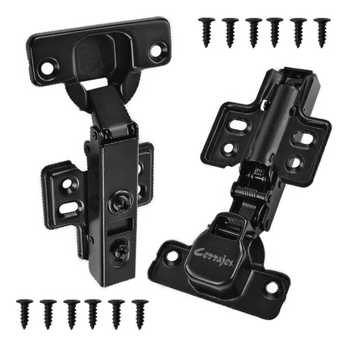 Bisagra Bidimensional Cierre Suave Recta Negro Cerrajes 1par