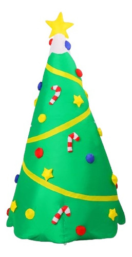 Árbol De Navidad Inflable Con Cinta Amarilla Navideña De 2,4