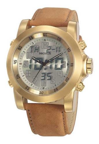 Relógio Seculus Dourado Masculino Anadigi 20965gpsvdc2