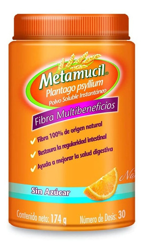 Metamucil Polvo Soluble Instantáneo Sin Azúcar Tarro Con 174