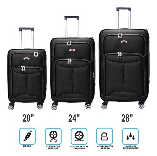 Promocion! Juego De 3 Maletas Tela Semi-rigidas, Resistentes