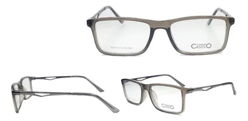 Lentes Monturas Gris Transparente Brazos De Metal 