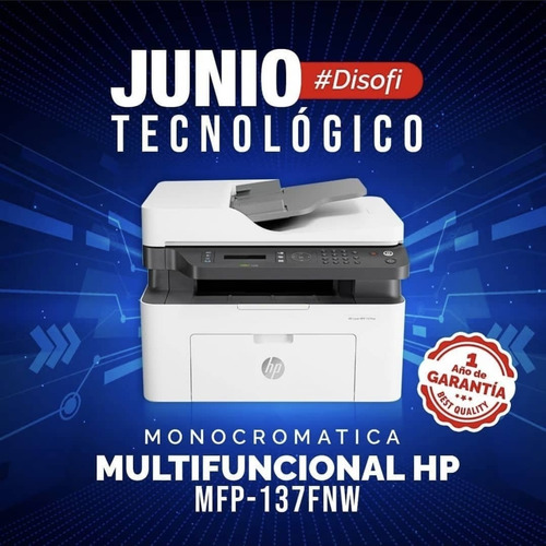 Multifuncional Hp 137fnw Monocromatica 1 Año De Garantia