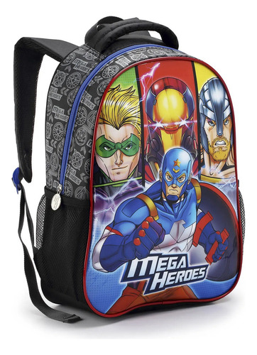 Mochila Costas Infantil Princesa Sereia Herois Menina Menino Cor Preta