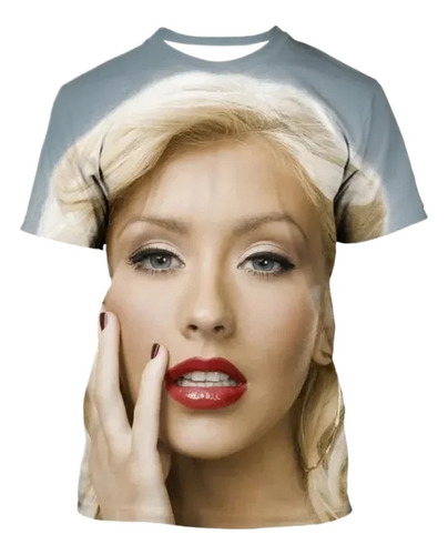 Christina Aguilera Camiseta Casual Y Neutral Impresa En 3d