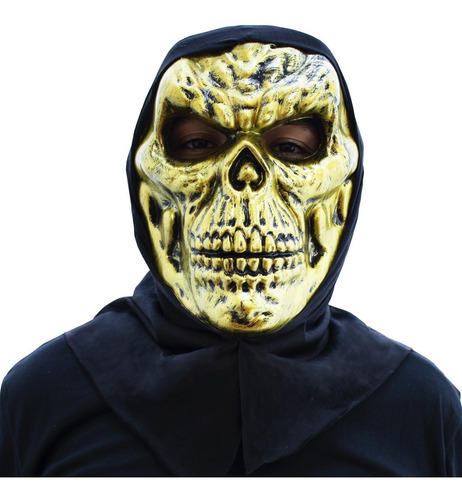 Mascara Craneo Calaca Muerte Simio Dorado Halloween