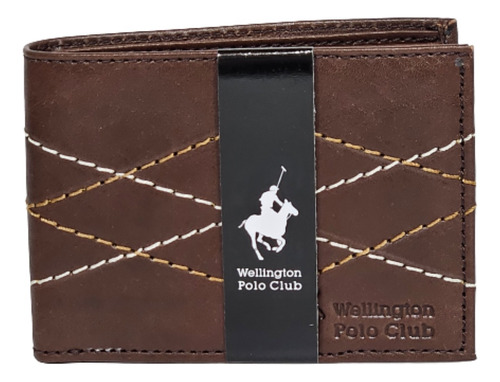 Billetera Wellington Polo Club 1005 Con Diseño Liso Color Marrón De Cuero - 9cm X 11cm X 2cm