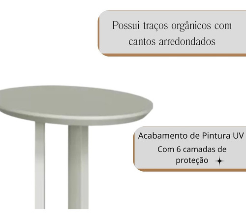 Mesa Auxiliar Lateral Oval 60cm - Off White Cor Branco