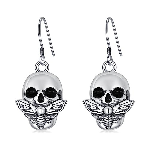 Pendientes Calavera Plata De Ley 925 Esqueleto Gótico