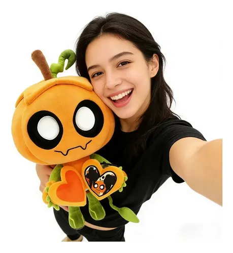 peluche Abóbora Fofo Para Crianças Qv Laranja E Verde Orange And