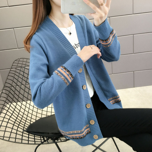 Cárdigan De Punto De Viscosa Para Mujer, Holgado, Cuello En