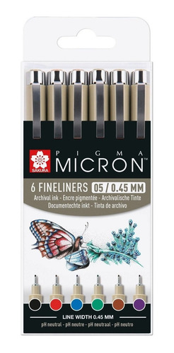Sakura Pigma Micron 6 Microfibras Colores Set