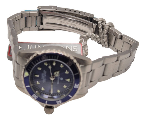 Reloj Junghans Submariner Dama Aro Girator Acero Sumergible Acero Acero Azul