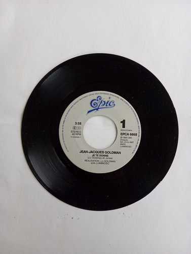 Vinilo Single De Jan Jacques Goldman -- Je Te Donne ( H37 (Usado)