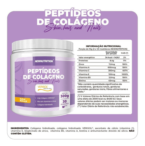 Colágeno Peptídeos Verisol 300g - Newnutrition