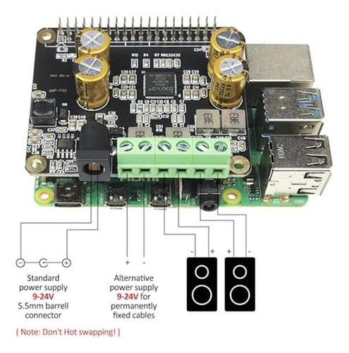 Amplificador De Audio Rpi 2x80w Peak Salida Class D Hifi Amp