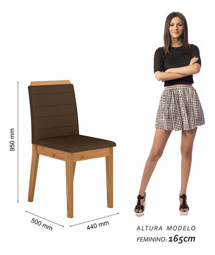 Mesa Com 6 Cadeiras 1,60 Nápoles Cinam/off Wh/marro - Ma Cor Cinamomo/off White/marrom 04 Desenho do tecido das cadeiras Liso