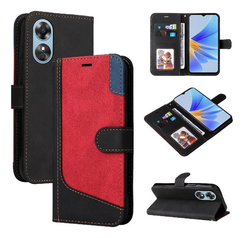 Funda Abatible For Oppo A17 Color Patchwork Único Con Y