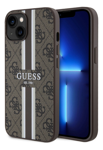 Protector Guess Para iPhone 15 Stripes Marron