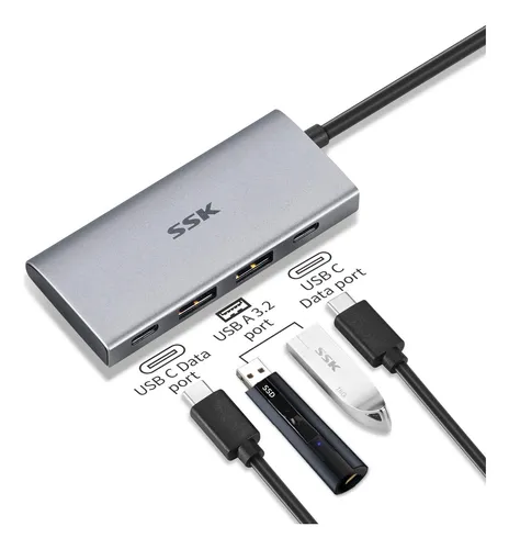 Ssk Hub Usb C De 10 Gbps, Adaptador Multipuerto 4 En 1 Super