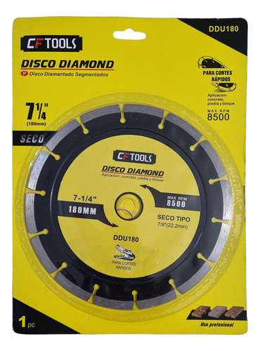 Disco Diamantado Segmentado 7 1/4 (180mm)concreto Pie Bloque