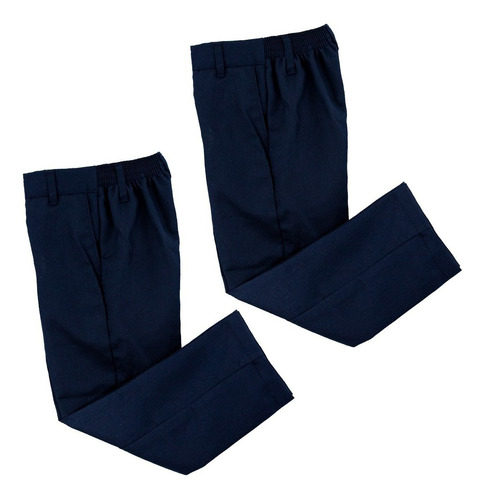 Pack De 2 Pantalones Escolar Azul Marino Con Resorte Boxer