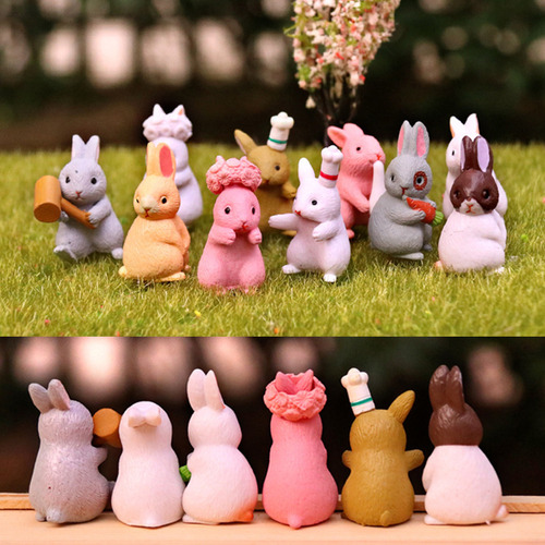 A 12 Piezas Conejitos En Miniatura Jardín De Hadas