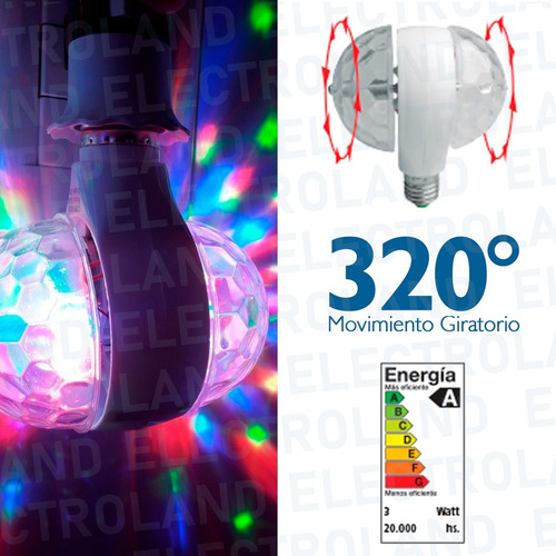 Imagen 4 de 10 de Lampara Led Giratoria Doble 3 Colores Bolichera Foco Led