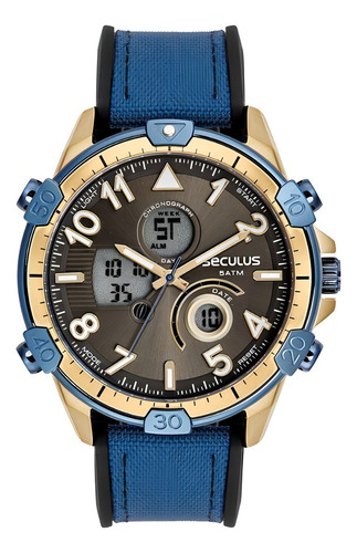 Relógio Seculus Masculino Anadigi Puls Nylon 77270gpsvln2