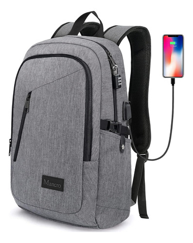 Mochila Urbana Antirrobo Porta Computadora 15,6 Puerto Usb