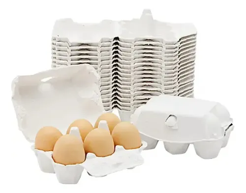 Hueveras De Cartón Reciclado - Pack De 8 Unidades, Para 6 Huevos Cada Una, Con Tapa Y Diseño Apilable