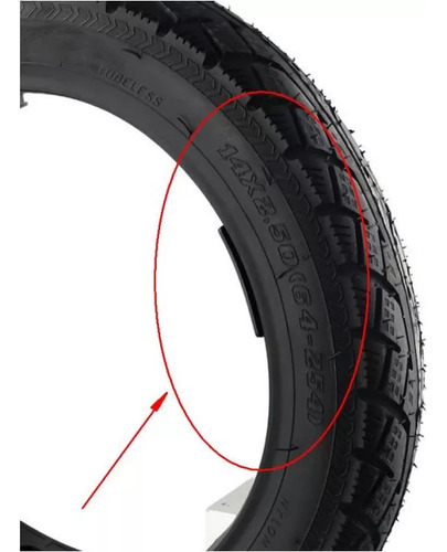 Pneu 14x2.50 (64-254) Pneu Sem Câmara 2.50-10 Útil