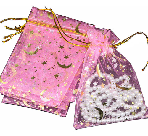 Bolsas De Organza Con Cordón Y Estrellas De Luna (paquete),