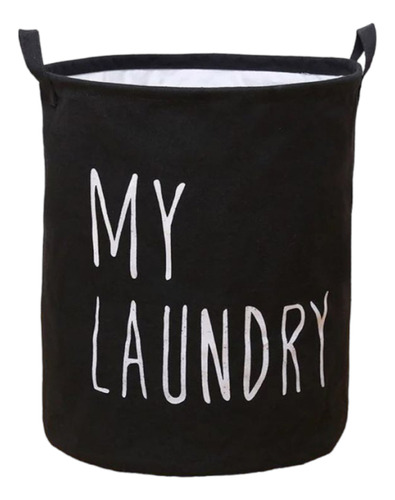 Canasto Para Ropa Rendondo Laundry Negro Organizador Baño 